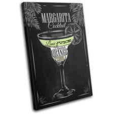 Margarita Cocktail Alcohol Bar Vintage SINGLE CANVAS WALL ART Picture Print