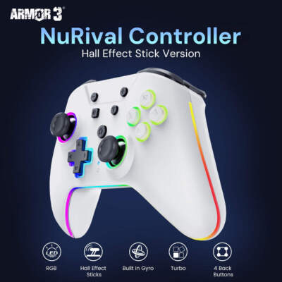 ''NuRival'' Wireless Hall Effect Controller for Switch (Blk/White)