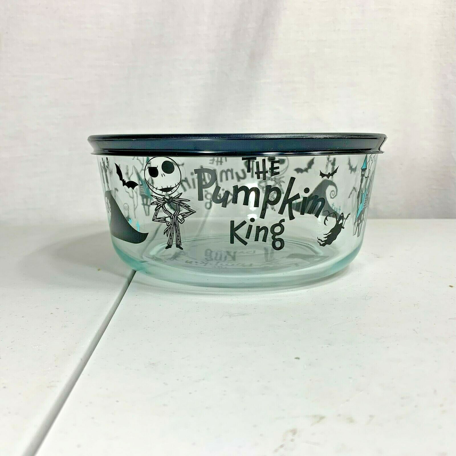 Nightmare Before Christmas Pyrex 7 cup Bowl Lid Pumpkin King Jack