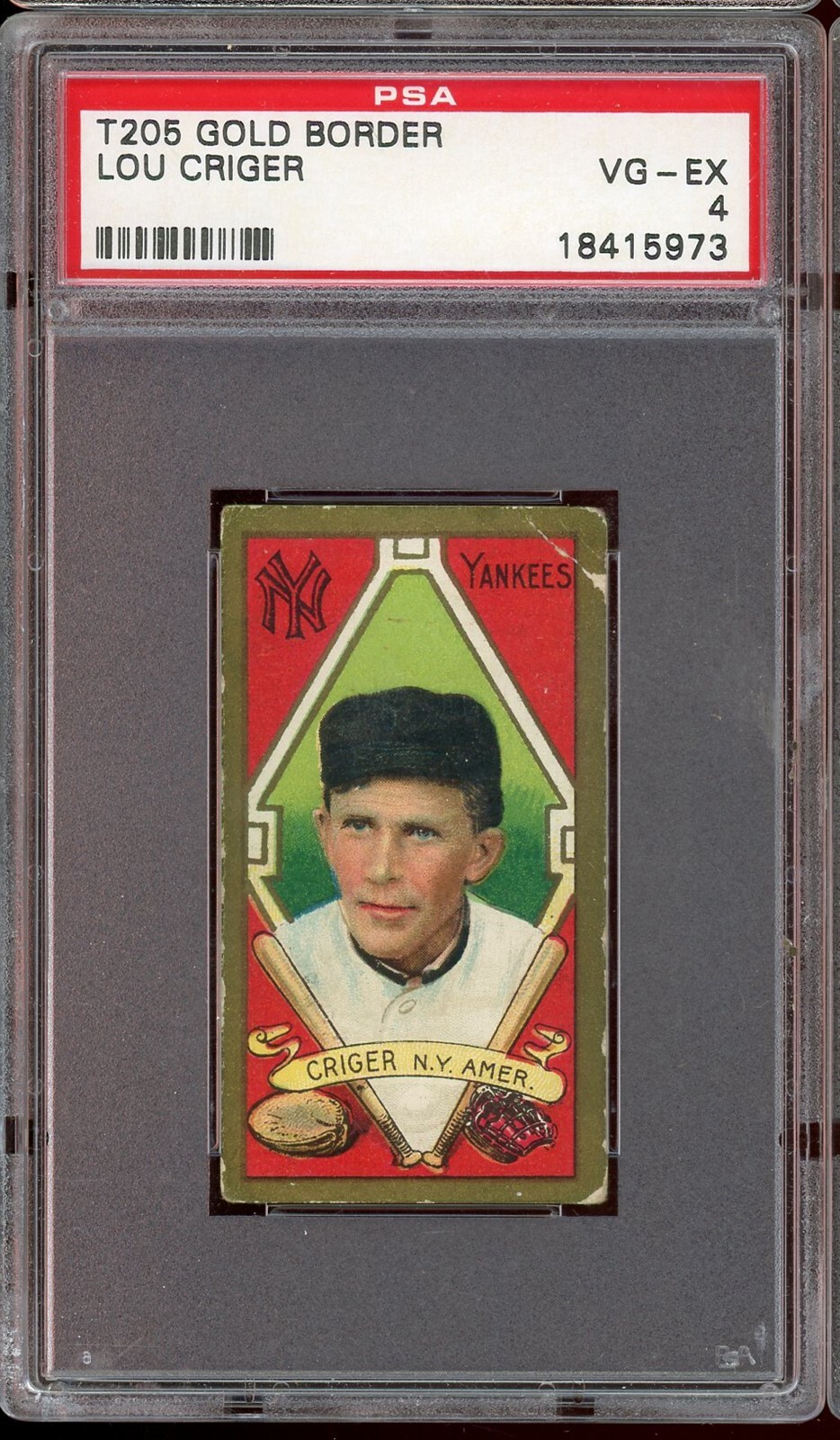 Lou Criger Baseball Cards 1911 T205 Gold Border trading card — raw and PSA graded price guide