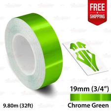 CHROME GREEN 3/4" 19mm Roll PIN STRIPE Striping Line TAPE Decal Vinyl Sticker