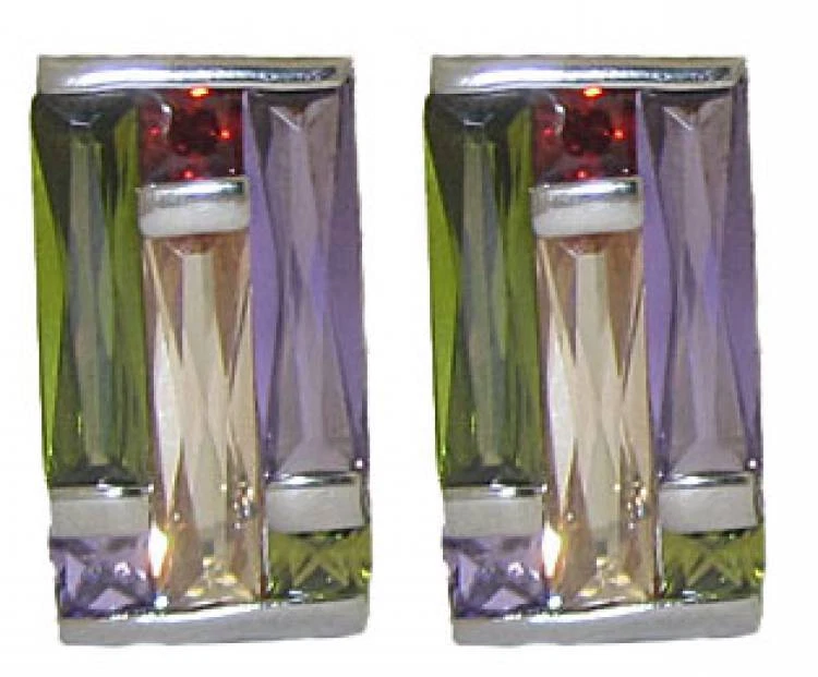 Anillo de circonita cúbica oro blanco multi vitral cristal swarovski bisel piedra 5 Nuevo Foto 3 de 4