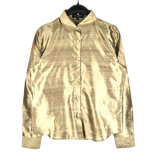 ETRO Milano Shirt Long Sleeve Italy Silk Gold Size - 44 - Afbeelding 1 van 8