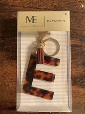 Modern Expressions Initial "E" Brown & Black Keychain With Tassel New