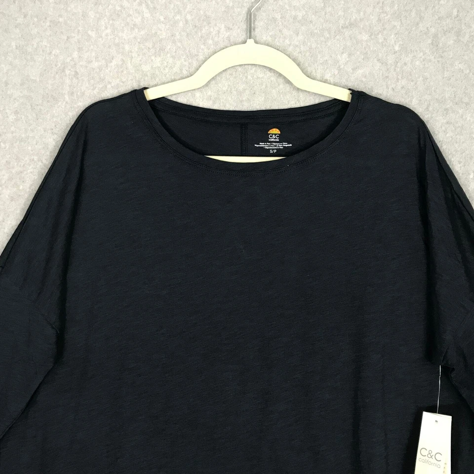 C&C California Shirt Small Navy Pima Cotton Basic Oversized Stretch Slouchy - Image 2 of 4