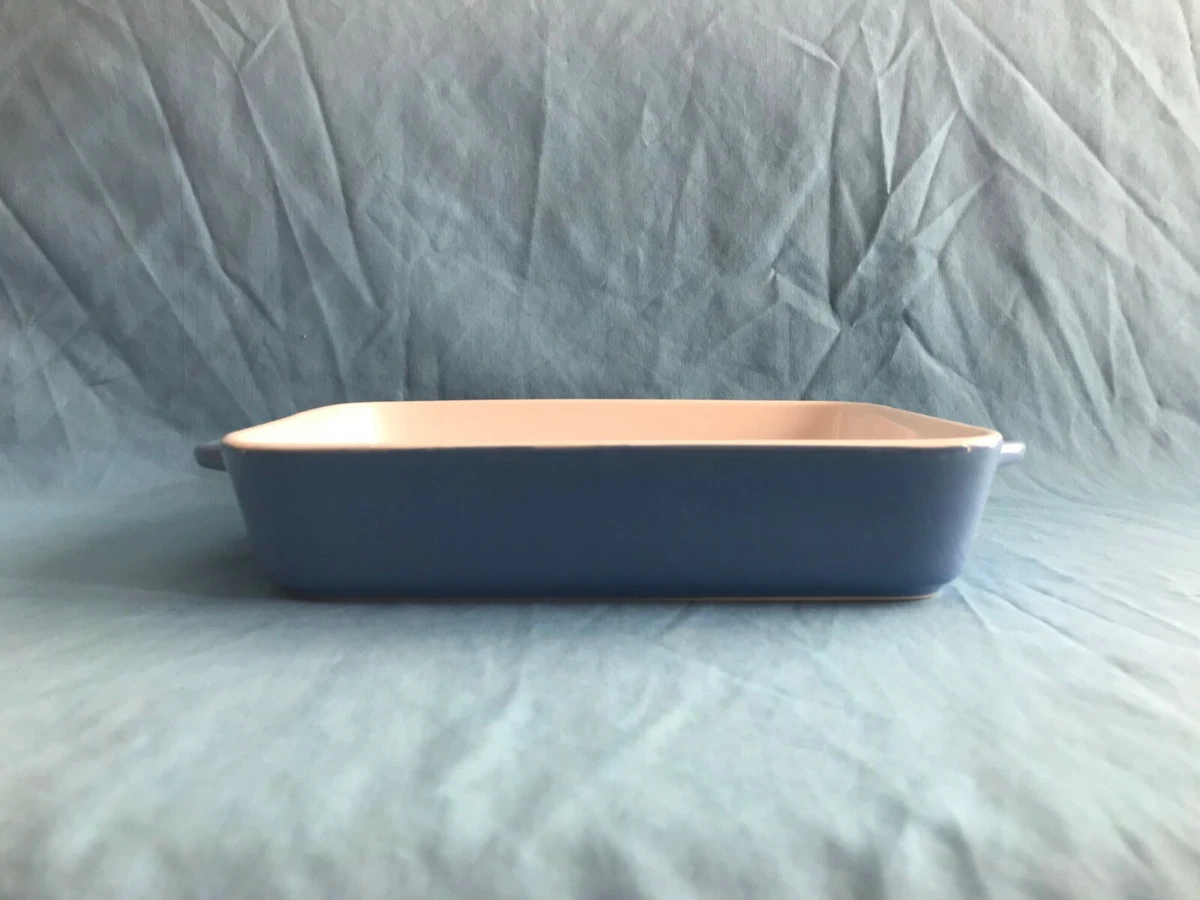 New 11 x 7 Rectangle Blue Stoneware / Ceramic Baking Pan / Dish