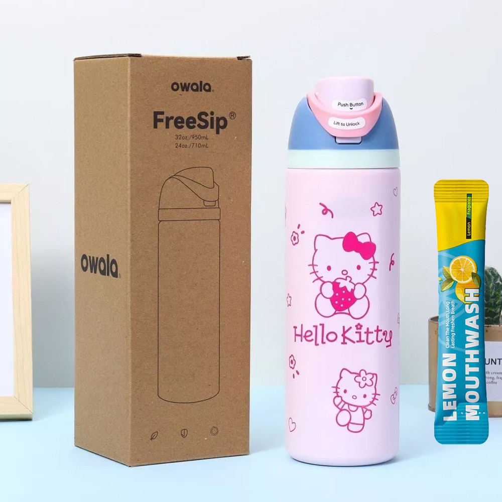 Owala 32 oz FreeSip Hello Kitty Water Bottle Exclusive Limited +