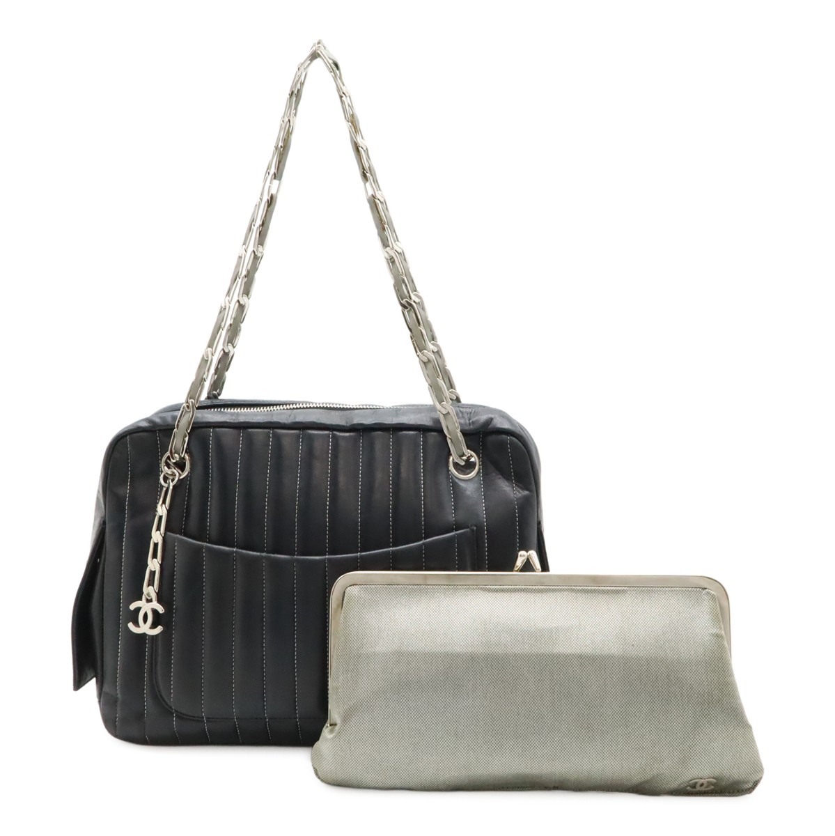 CHANEL Mademoiselle Chain Shoulder Bag Leather Tote 743426