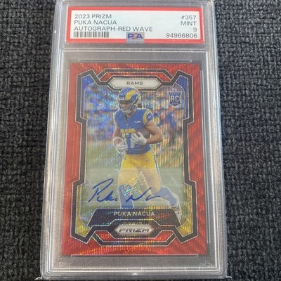 2023 Panini Prizm - Rookies Puka Nacua Red Wave Prizm Autographs /149  Psa 9