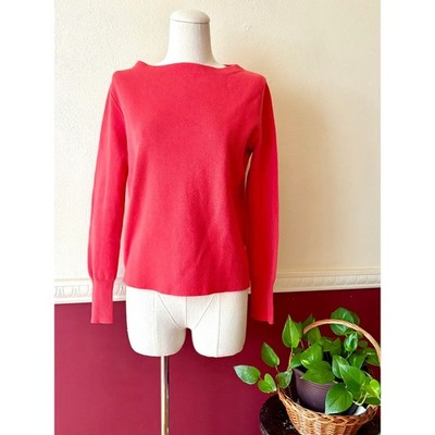 J.Crew Boatneck Merino Wool & Cotton Sweater Coral Pink Small Preppy Chic Clean