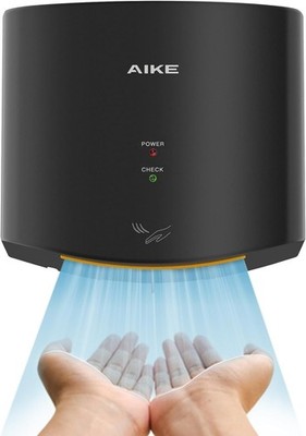 AIKE AK2630 Compact Hand Dryer 1400W   110V Silver Air Wiper, 2-Pin Plug