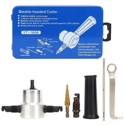 6Pcs Double Head Metal Sheet Nibbler Cutter Hole Saw Drill Attachment Kit