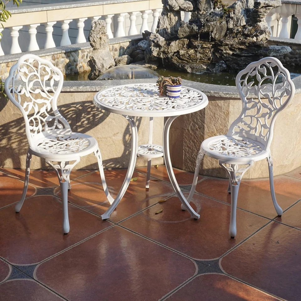 Juegos de 3 piezas de aluminio fundido para patio jardín exterior metal Rus Foto 4 de 4