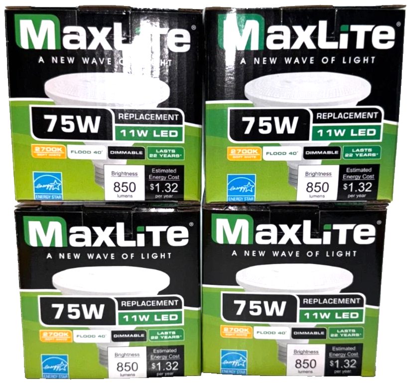 Pack Of 4 PAR30 LED Daylight Bulbs Outdoor Flood Weatherproof 75W  2700K New