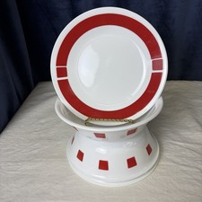 Corelle Urban Red 4 pcs 3 Bowls 1 Side Plate Discont Red Squares Made in USA
