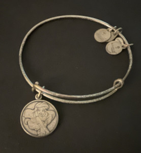 ALEX AND ANI Disney Ariel The Little Mermaid Silver Tone Charm Bangle Bracelet