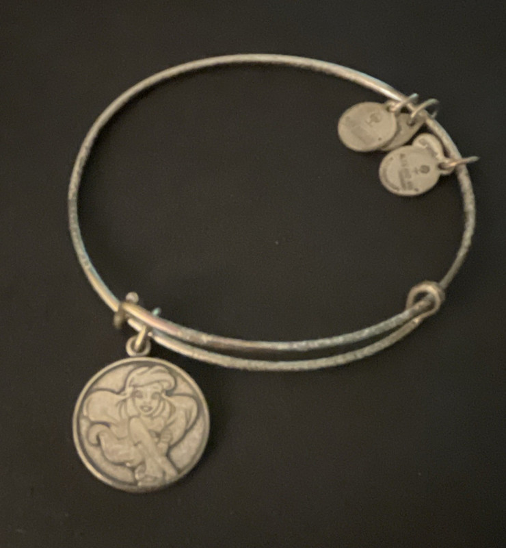 ALEX AND ANI Disney Ariel The Little Mermaid Silver Tone Charm Bangle Bracelet