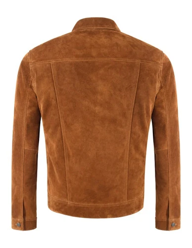 Men's TRUCKER Suede Leather Western Jacket Classic Denim Style Shirt Jacket 1280 image 2