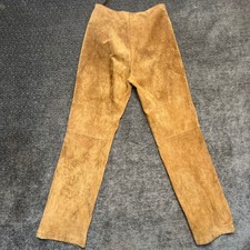 A.M.I. Women's Tan Suede Leather Pants Size 4 Flare Leg Boho Chic VINTAGE