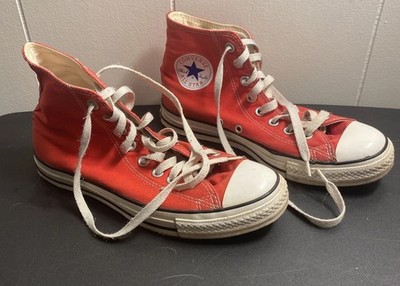 Red High Top Sneakers shoes chucks Chuck Taylor Converse M 6.5 W 8.5 Guc Lace