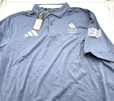 Adidas Mens L Large Polo Shirt Paris 2024 Olympics Team GB Britain Blue New