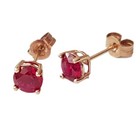 Solid 9ct Gold Created Red Ruby Claw Stud Earrings. 4mm. 9K Jewellery