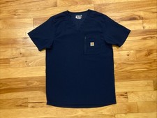 Carhartt Modern Fit V Neck Scrub Nylon Top Medical Dark Blue Pocket Adult Medium