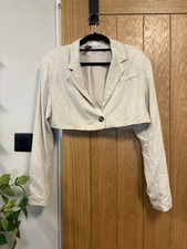 H&M Linen Blend Cropped Blazer Size S