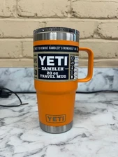 Yeti Rambler 20oz Travel Mug w/Handle | King Crag Orange | Stronghold Lid