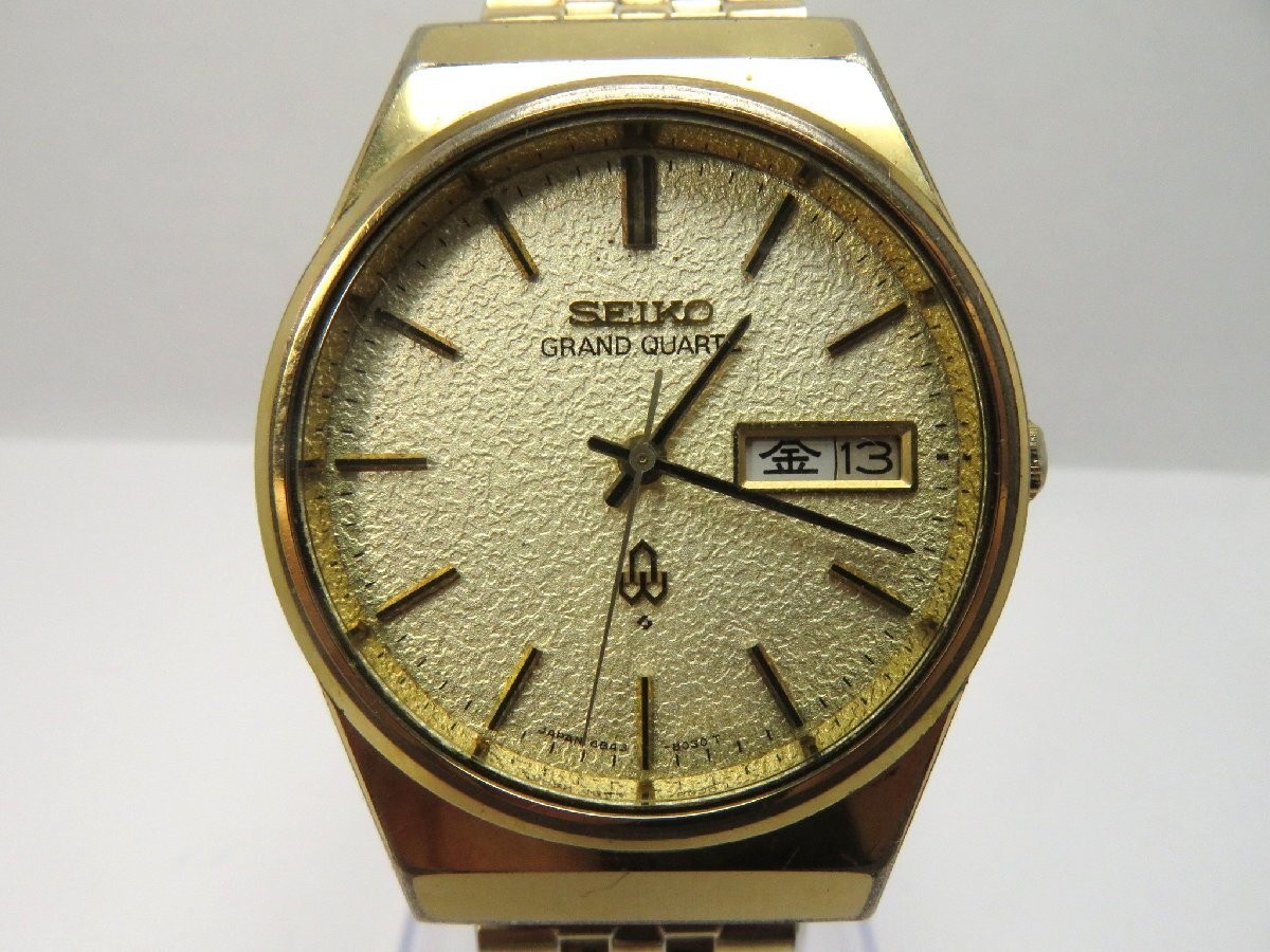 Great SEIKO Grand Twin Quartz 9943-8020 Day/Date Gold 36mm Men's