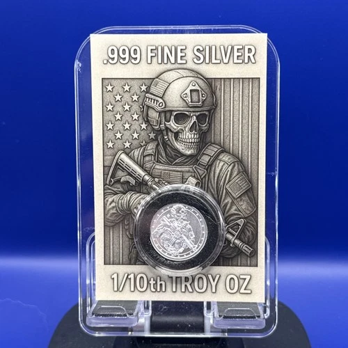 1/10th oz Fine Silver Round Tactical Skeleton .999 Fine Silver Coin
