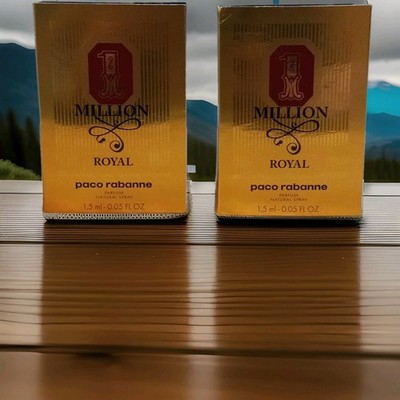 (2) PACO RABANNE 1 MILLION ROYAL PARFUM SAMPLE SIZE SPRAY 1.5 ML 0.05 FL OZ EACH
