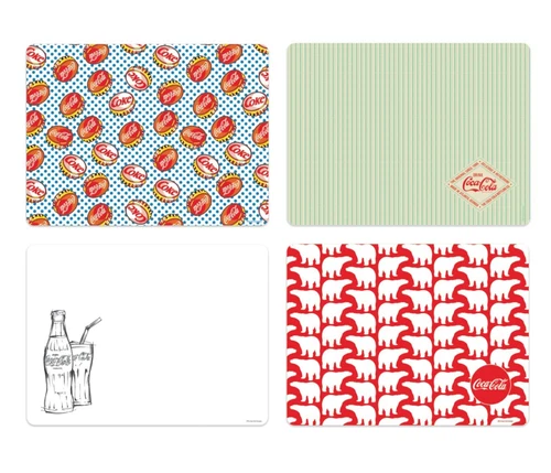 NEW! Coca-Cola Tempered Glass Cutting Board Coke Polar Bear Vintage Pop & Sketch