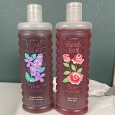 2 - Vintage 2005 AVON Bubble Bath French Lilac  Soft Pink - 16 oz. Sealed