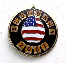 Vtg 2003 Blood Run Lapel Pin USA Patriotic Enamel Collectible
