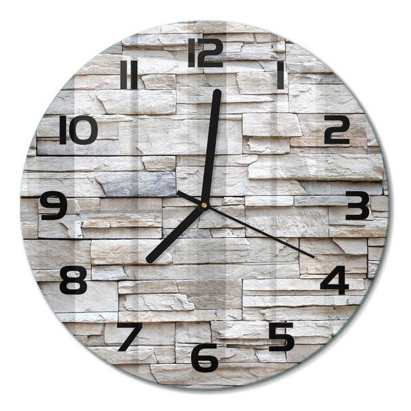 Elegante Design-Wanduhr Aus GehäRtetem Glas Steinmauer Schwarze Zeiger Fi30 Cm-image