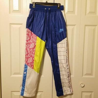 NIKE SPORTSWEAR NSW Paisley Blue Pink Mix-Match Track Pants  Colorblock Women M