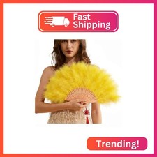 Happy Feather Handheld Marabou Feather Fan, 1920s Vintage Style Flapper Hand Fan