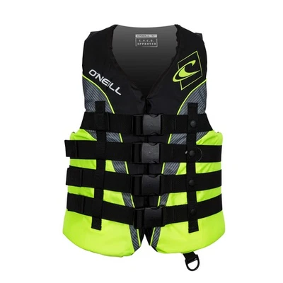 O'NEILL WETSUITS O'Neill Men's Superlite USCG Life Vest,Black/Lime/Smoke/Lime,L
