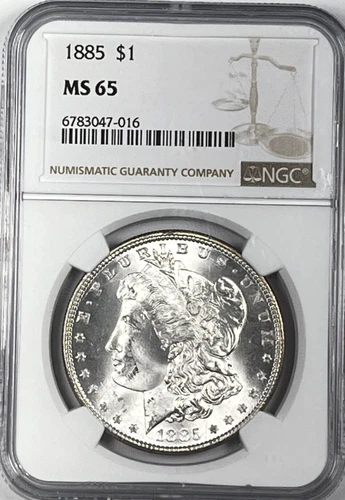 1885 Morgan Dollar : NGC MS65 Blazing White