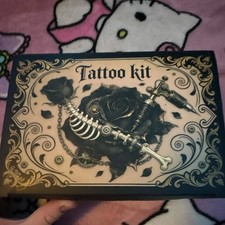 Pneumatic Tattoo Kit Black/Purple w/ Disposable Needles Gloves Power Supply