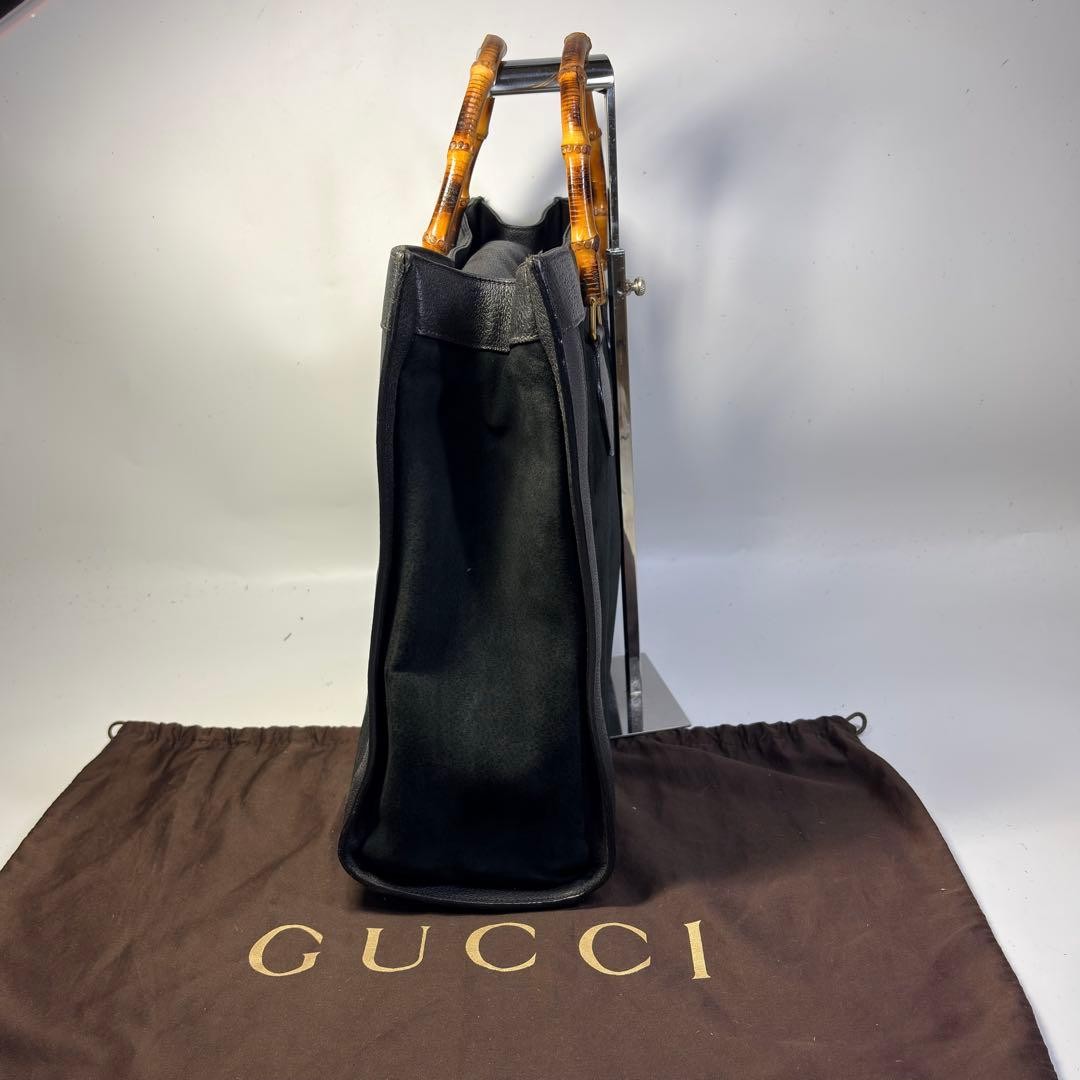 GUCCI Diana Bamboo Tote Hand Bag Magnetic Leather Suede Black Vinatge From Japan thumbnail 19