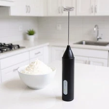3-Speed Adjustable Milk Foam Frother Wireless Detachable Frothing Whisk black