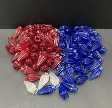 78 Vintage Mini Ribbed Cone Bulb Cover Reflectors Lot Red Blue Clear USA America