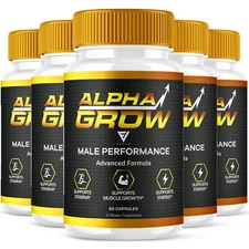 (5 Pack) Alpha Grow Male Performance Capsules, AlphaGrow Energy (300 Capsules)