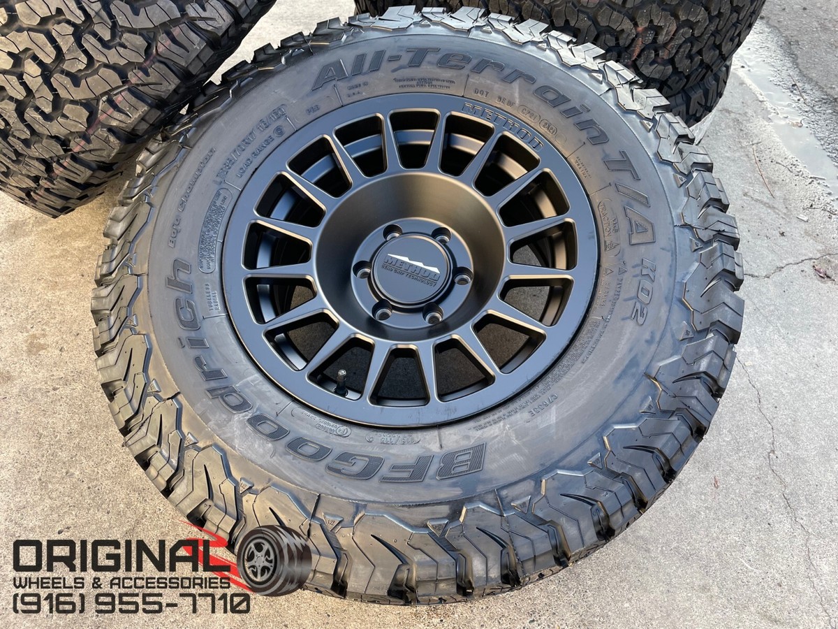 17x8.5 METHOD MR707 Black WHEELS 285/70R17 BFGoodrich KO2