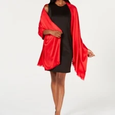 INC International Concepts Womens One Size Studded Wrap Shawl Red Pashmina Scarf