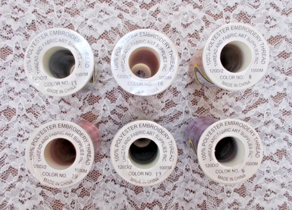 Thread Art Machine Embroidery Thread Lot of 6, Polyester 1000M Spools - Image 3 of 3