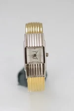 Courtney G Women Watch Stainless Silver Gold Steel WR Clip Battery White Quartz