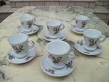 6 ANCIENNES TASSES BRULOT BISTROT AVEC SOUCOUPE-PORCELAINE PARIS-DECOR FLORAL